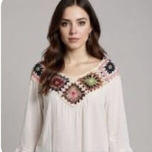 Chelsea & Violet Crochet Boho Top Medium *C4